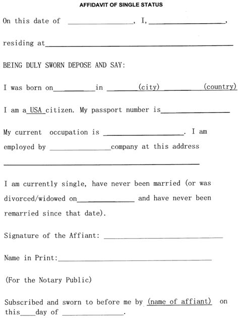 Affidavit of Single Status .